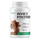 Whey Protein Powder by Vitasave – 100% Whey Protein Powder, 25g Protein Per Serving – Grass-Fed, Gluten-Free, BCAAs, Amino Acids - 26 servings, 858g Tub (Chocolate, Pack of 1)