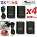 4 Pack Controller Battery For Xbox 360 4800mAh Rechargeable Charger Dock + Cable