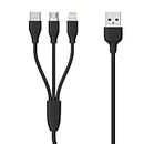 ShopMagics 3-in-1 Cable for Micromax Canvas XP 4G USB Cable | High Speed Rapid Fast Turbo Android & Tablets Car Mobile Cable With Micro/Type-C/iPh USB Multi Charging Cable (3 Amp, BM3)