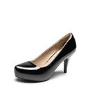 DREAM PAIRS Tiffany Women's New Classic Elegant Versatile Low Stiletto Heel Dress Platform Pumps Shoes Black-Patent Size 11