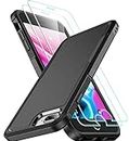 SPIDERCASE for iPhone 7/8 Plus Case, [10 FT Military Grade Drop Protection] [Non-Slip] [2 pcs Tempered Glass Screen Protector] Heavy Duty Full-Body Shockproof Case for iPhone 7/8 Plus 5.5”, Black