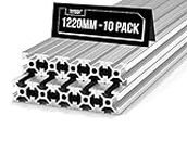 10PCS 48inch(1220mm) T Slot 2020 Aluminum Extrusion Profile for 3D Printer and CNC DIY, High-Strength European Standard Extruded Aluminum Linear Rail Guide, Anodizing Technology(Silver)