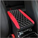 CGEAMDY Car Center Console Cushion Pad, Universal Leather Waterproof Armrest Seat Box Cover Protector,Comfortable Car Decor Accessories Fit for Most Cars, Vehicles, SUVs (Red)