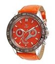 Chappin & Nellson New Analogue Gents watche with Water Resistant Metal case, Orange Dial and Orange Leather Band.