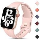 Charlam Compatible with Apple Watch Strap 38mm 40mm 41mm for Women Men, Sport Band Soft Silicone Replacement Straps Compatible with iWatch SE Series 9 8 7 6 5 4 3 2 1, 38mm/40mm/41mm, Sand Pink
