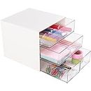 Umtiti Desk Storage, Makeup Storage Box With 4 Drawers, Plastic Office Stationery Supplies Organizers, Desktop Organizer for Office School Home And Bathroom (White，CA)