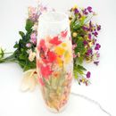 Jarrón decorativo iluminado vidrio pastel flores mariposas 12" Stony Creek ATN09B