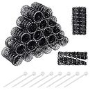 20 Pieces Hair Styling Brush Roller Hair Curler Roller Hair Mesh Roller and 20 Pieces Plastic Roller Picks for Women Girls Hair Styling (2.5 x 1.4 Inch,Black)