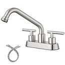 Aolemi Utility Laundry Sink Faucet,4 Inch Centerest Laundry Faucets for Utility Sink,Laundry & Utility Room Sink Faucet,with Swivel Spout and 3/4" Threaded End,2 Lever Handles,Brushed Nickel