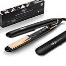 Deogra Flat Iron for African American Hair, Silk Press Flat Irons, Ceramic Tourmaline Ionic Flat Iron Hair Straightener with Keratin & Argan Oil Infused Plates, 1 inch 430℉ Curling Flat Iron