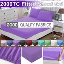 2000TC Hotel Bed Fitted Sheet Set with Pillowcases Soft Single Double Queen King