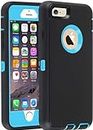 Compatible with iPhone 6/6s Case, 3 in 1 Built-in Screen Full Body Protector Phone Case, Shockproof TPU Hard PC Bumper Drop-Proof Shell for iPhone 6/6s 4.7" (Black/Blue)