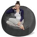 Sofa Sack XXL-Das Neue Komforterlebnis Sitzsack mit Memory Schaumstoff Füllung-Perfekt zum Relaxen im Wohnzimmer oder Schlafzimmer -Samtig weicher Velour Bezug in Stahlgrau