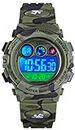 Kids Sport Watches for Children Girls Boys Digital Watch Waterproof Electronic Ages 5-12 Alarm LED Backlight Stopwatch Multifunction Wrist Watches Camouflage Silicone Band, green camouflage, Sport
