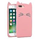 Navnika Cat Back Cover for Apple iPhone 6s Plus - Rose Gold ( 3D Cat Soft Silicone Girls Back Case Cover )