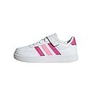 adidas Breaknet Lifestyle Court Elastic Lace and Strap Sneaker, FTWR White/Lucid Fuchsia/Beam pink, 29 EU