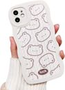 Compatible with Iphone 11 Case Cute Aesthetic Bear Cartoon Wavy Design for Girls