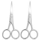 YUXIANLB Nose Hair Scissor, 2 Pcs Stainless Steel Small Straight Tip Eyebrow Scissors, Multi-Purpose Facial Beauty Grooming Scissors for Hair, Eyelashes, Nose, Eyebrow Trimming, Mustache, Silver