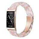 Wongeto Resin Strap Compatible for Fitbit Charge 3 / Charge 4/ Charge 3 SE Band，Replacement Wrist Accessory Rose Gold Buckle Fitness Bands Straps Bracelet Wristbands Women Men (Pink)