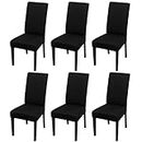 JQinHome 6 Pcs Dining Chair Slipcover,High Stretch Removable Washable Chair Seat Protector Cover for Home Party Hotel Wedding Ceremony (Black)