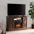 Gracie Oaks Farmhouse Classic Media TV Stand Antique Entertainment Console For TV Up To 50" w/ 18" Electric Fireplace Insert w/ Open | Wayfair