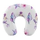 DJNGN Travel Pillow Compatible with Mermaid Conch Purple Memory Foam Neck, Chin, Head Cushion Support with Comfortable Zip Cover, Fashion Car/Flight Pillow for Office, Home, Neck Pain Relief