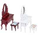 1:12 Dollhouse Furniture Wooden Dresser Stool Set for Doll House Bedroom Deco-wf
