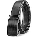 Belts Men,BOSTANTEN Mens Belts Leather Ratchet Belt Adjustable Dress Belt with Click Sliding Buckle Black