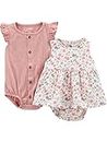 Simple Joys by Carter's Baby Girls' Sleeveless Rompers, Pack of 2, Peach/White Floral, 24 Months