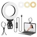 Video Conference Lighting Kit, Lychico Ring Light for Laptop Phone with Clip and Tripod, Desktop PC 4" Selfie Dimmable Light with Stand Ring Light for Live Streaming, Video Recording, Makeup