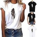 JEGULV Sales Today Clearance Summer Tshirts for Women 2024, Women's Short Sleeve Blouse Daisy Floral Print Basic Summer Tee Shirts Pallets for Sale Liquidation Electronic Clearance Items