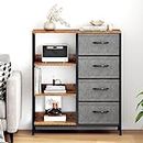 soges 4-Tier Fabric Chest of Drawers, 4-Drawer Dresser with Open Shelves, Storage Tower Hallway Entryway Storage Cabinet, with Metal Frame &Wooden Panel,10CZSS5L-805