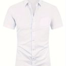 Men's Formal Short Sleeve Button Up Shirt In Solid Color For Summer, Men's Clothing For Business Occasions