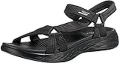 Skechers women 15316 Ankle Strap Sandals, Black Textile Trim, 6 UK