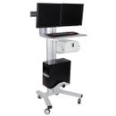 Ergonomic Computer Workstation Rolling Mobile PC Cart with Dual Monitor Mount