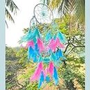 Rooh Dream Catcher ~ Pastel 4 Tier with Little Hearts ~ Handmade Hangings for Positivity (Can be Used as Home Décor Accents, Wall Hangings, Garden, Car, Outdoor, Bedroom, Windchime)