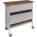 Omnimed Artisan Series Light Gray Locking Cabinet Style Extra Large Chart Rack with Cherry Wood Top 265616-LG