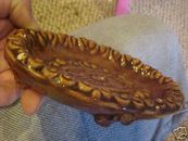 A4 Old heavy Brown Soapdish Soap dish signed Mary