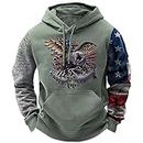 Men's Fashion Hoodie Eagle 3D Print Sweatshirts American Flag Hooded Pullover Tops Hip Hop Streetwear Casual Sweatshirts