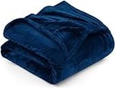 Utopia Bedding Fleece Blanket Queen Size Navy 300GSM Luxury Bed Blanket Anti-Static Fuzzy Soft Blanket Microfiber (90x90 Inches)