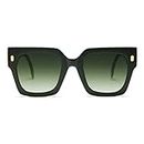 SOJOS Vintage Oversized Square Sunglasses for Women, Retro Womens Luxury Big Sun Glasses UV400 Protection SJ2194 with Green Frame/Green Grading Lens