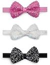 ANNA CREATIONS Baby Girls Super Stretchy Premium Soft Elastic multi-colored Bow kids Headband Hair Accessories for Baby Girls (Pack of 3)