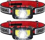 TINMIU Rechargeable LED Headlamp Flashlight, 2-Pack 1000 Lumen Super Bright Motion Sensor Head Lamp, IPX5 Waterproof, Bright White Cree Led & Red Light Perfect for Running, Camping, Hiking & More