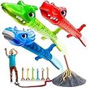 Motoworx Dinosaur Toy Rocket Launcher for Kids - 6 Colorful Dinos - Fun Outdoor Toys for Boys & Girls Ages 2, 3, 4, 5, 6-8 Year Old Christmas/Birthday Dino Gifts