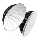 Godox UB-105 41.3" 105cm Inner Silver Parabolic Deep Reflective Umbrella Photography Studio Soft Light Umbrella with Withe Diffuser Cover for Video Studio Shooting (105White-inner)