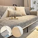 Chenille Sofa Covers, Simple Striped Chenille Anti-Scratch Couch Cover, Non Slip Sofa Covers for Dogs, Washable Furniture Protector Couch Cover for All Season (Light Gray,70 * 150 cm/27.6 * 59.1 in)
