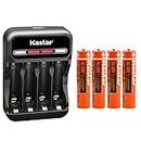 Kastar 4-Pack Battery and CMH4 Smart USB Charger Compatible with Panasonic KX-TGF345B KX-TGF350 KX-TGF350N KX-TGF352 KX-TGF352N KX-TGF353 KX-TGF353N KX-TGF372 KX-TGF372S KX-TGF373 KX-TGF373S