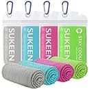 Sukeen [4 Pack] Cooling Towel (40"x12"),Ice Towel,Soft Breathable Chilly Towel,Microfiber Towel for Yoga,Sport,Running,Gym,Workout,Camping,Fitness,Workout & More Activities