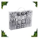 2023new Christmas Ornaments Set, Shatterproof Assorted Christmas Tree Ornaments, For Xmas Tree Decorations Holiday Party Decor (Color : Silver)