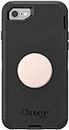 OtterBox + Pop Defender Series Case for iPhone SE 3rd Gen (2022), iPhone SE 2nd Gen (2020), iPhone 8/7 (NOT Plus) Non-Retail Packaging - Black with Aluminum Rose PopTop